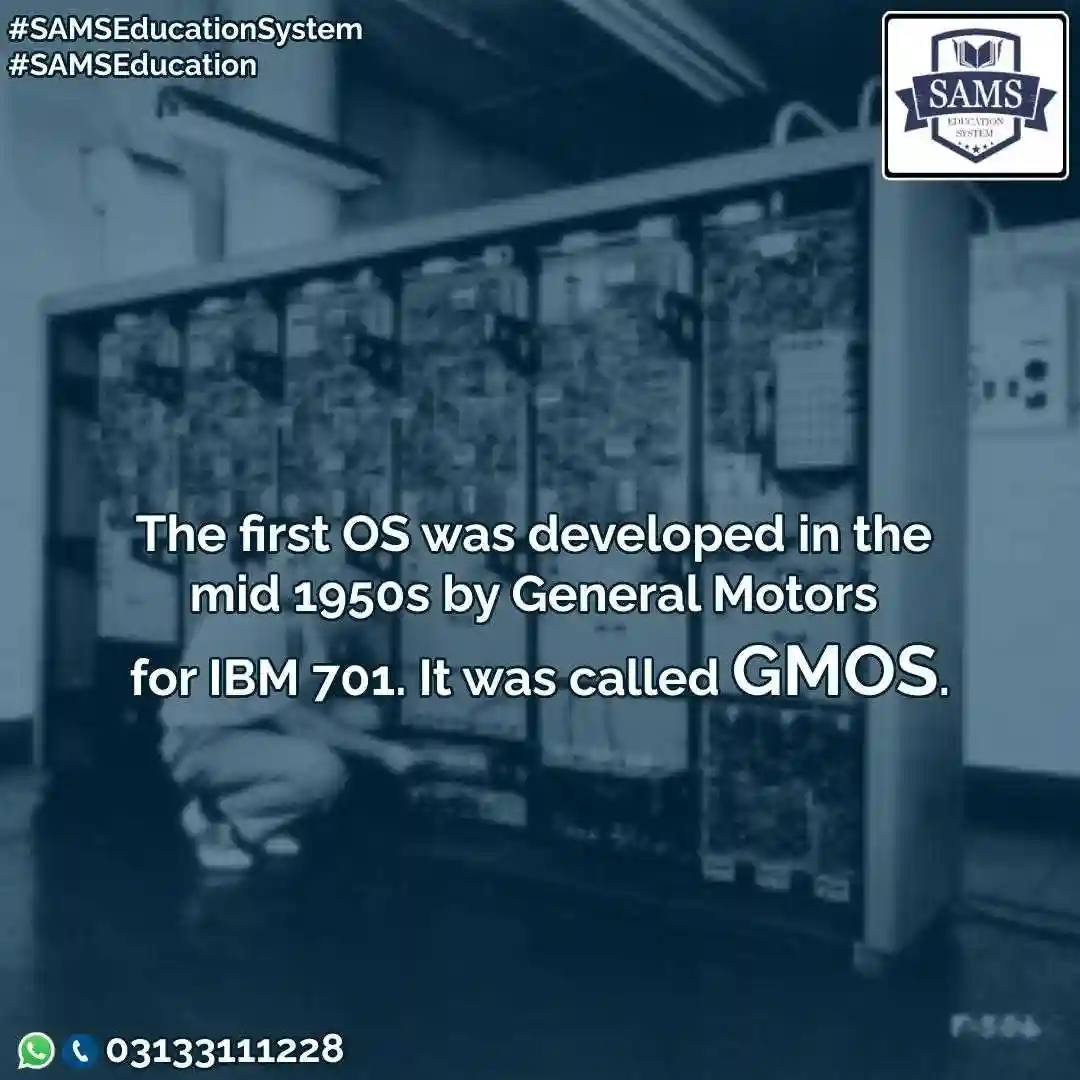 The first OS was developed in the 1950 by General motors for IBM 701. its was called GMOS :: SAMS Education System